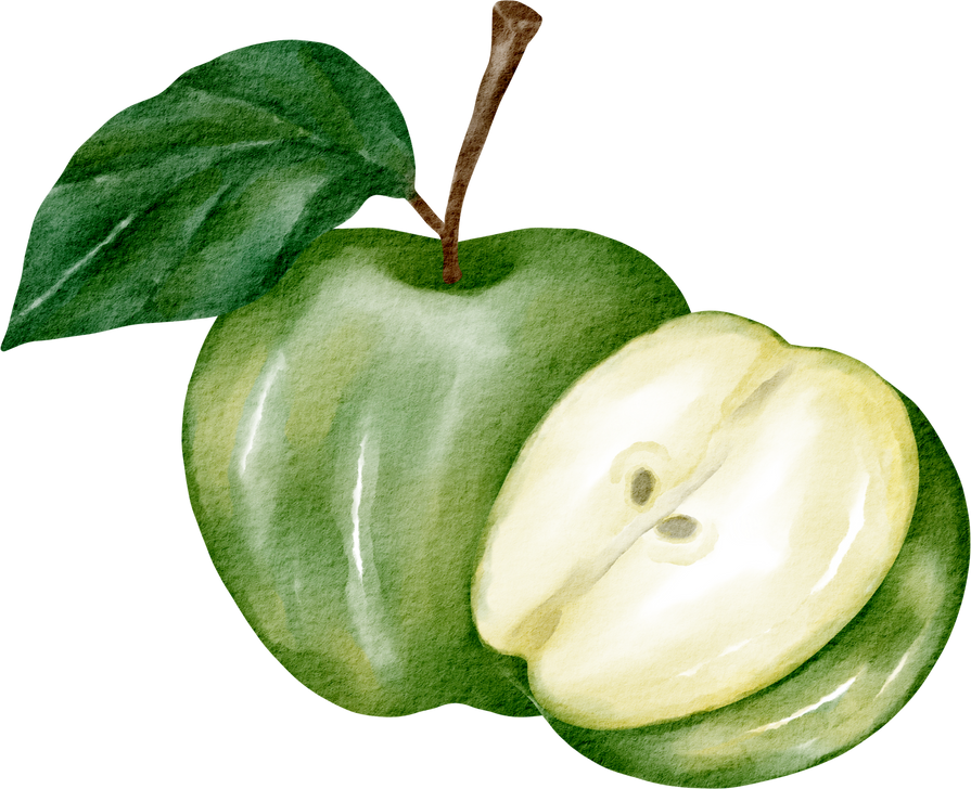 watercolor green apple